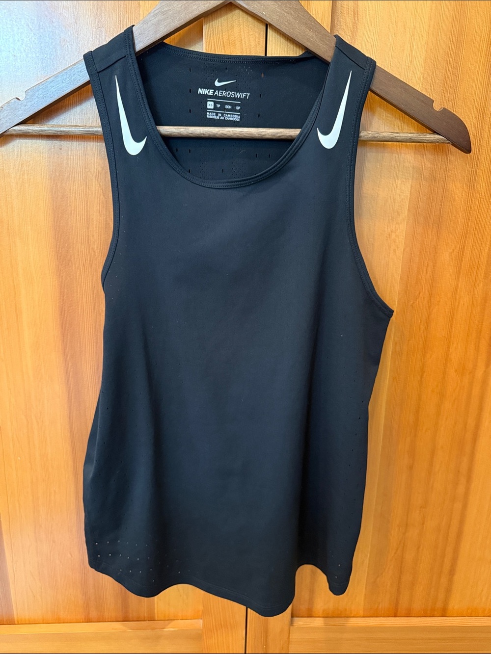 Nike Black Womens AeroSwift Training Tank with White Swoosh